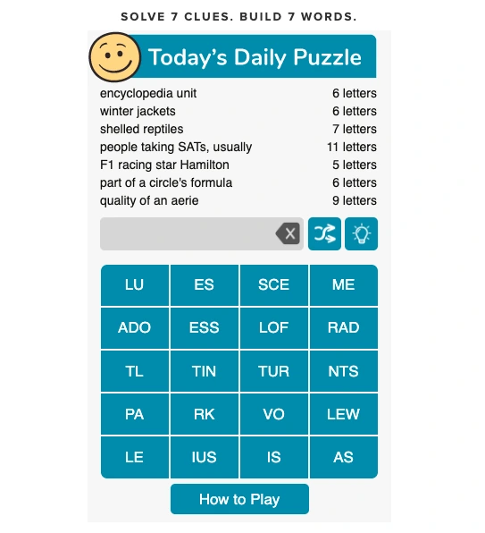 7 Little Words Game Screenshot