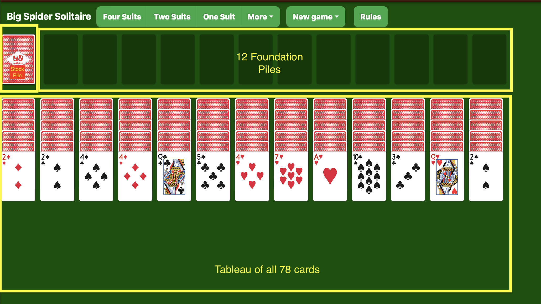 Play Huge Spider Solitaire Game: Free Online Double Spider