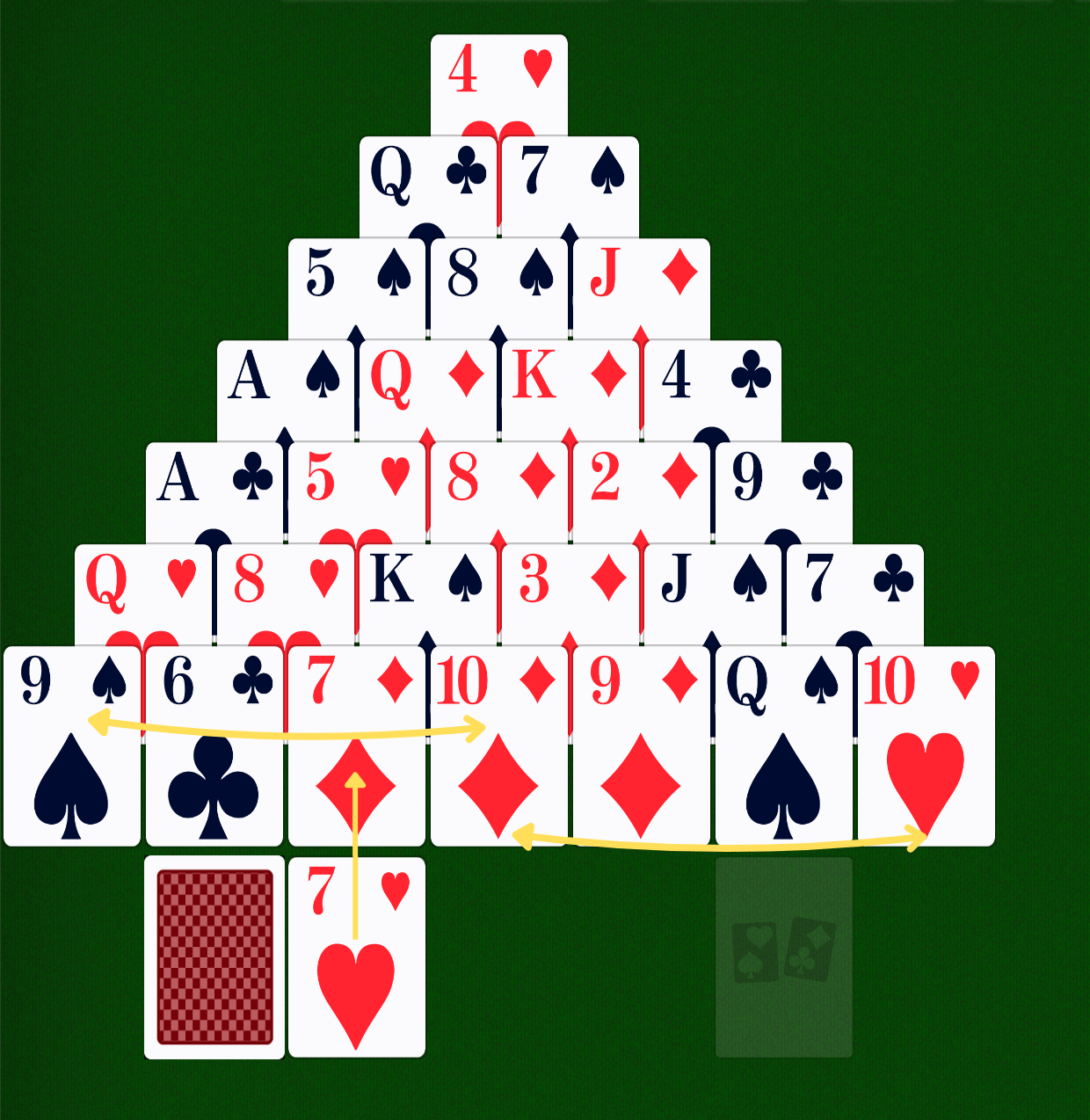 Cheops solitaire set up and pairing examples