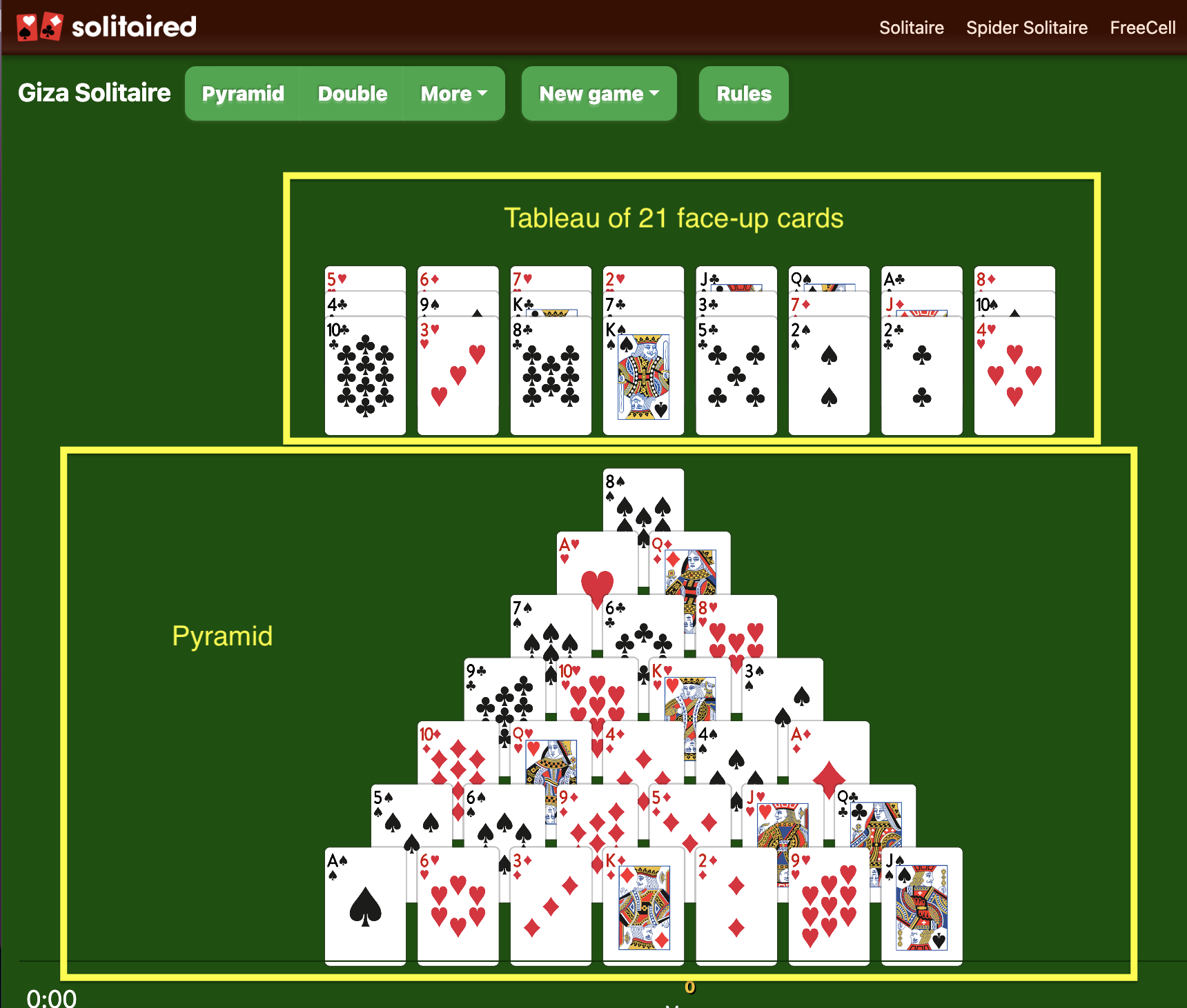 Giza Solitaire setup