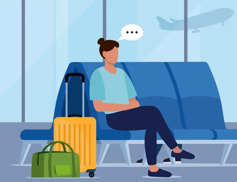 An illustration of a person waiting in an airport