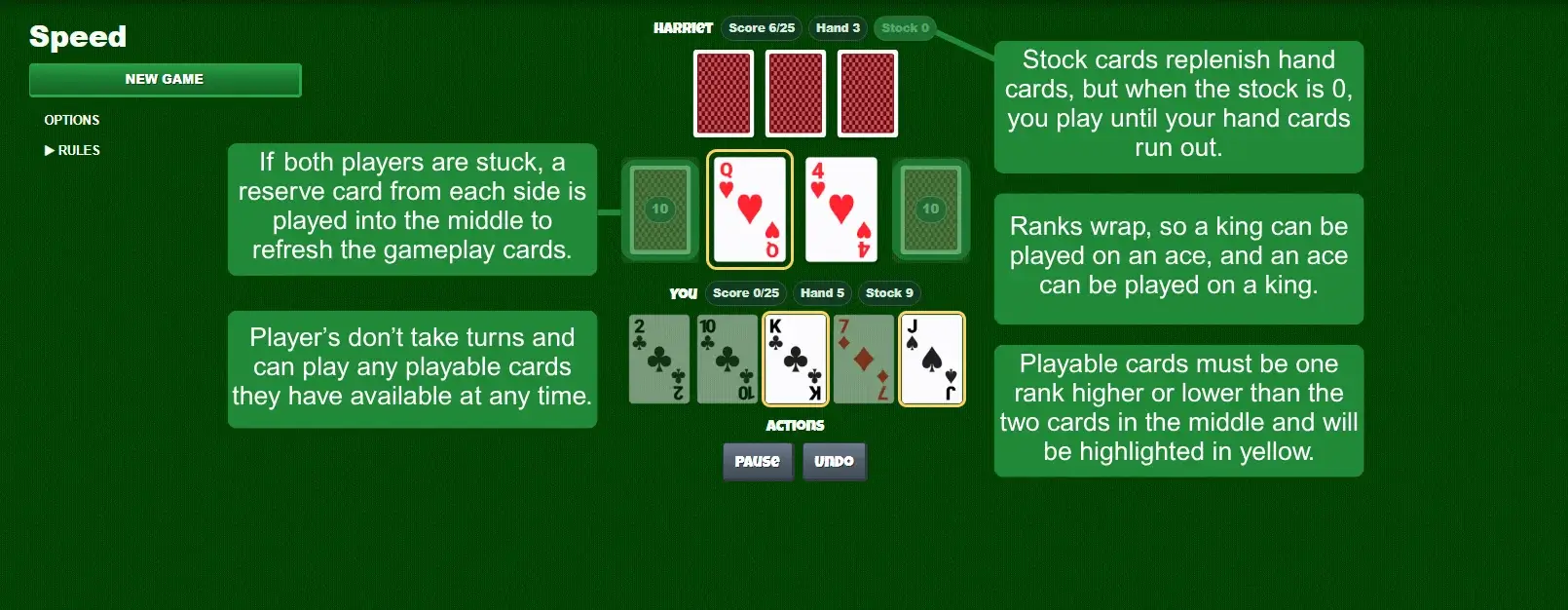 Speed card game rules