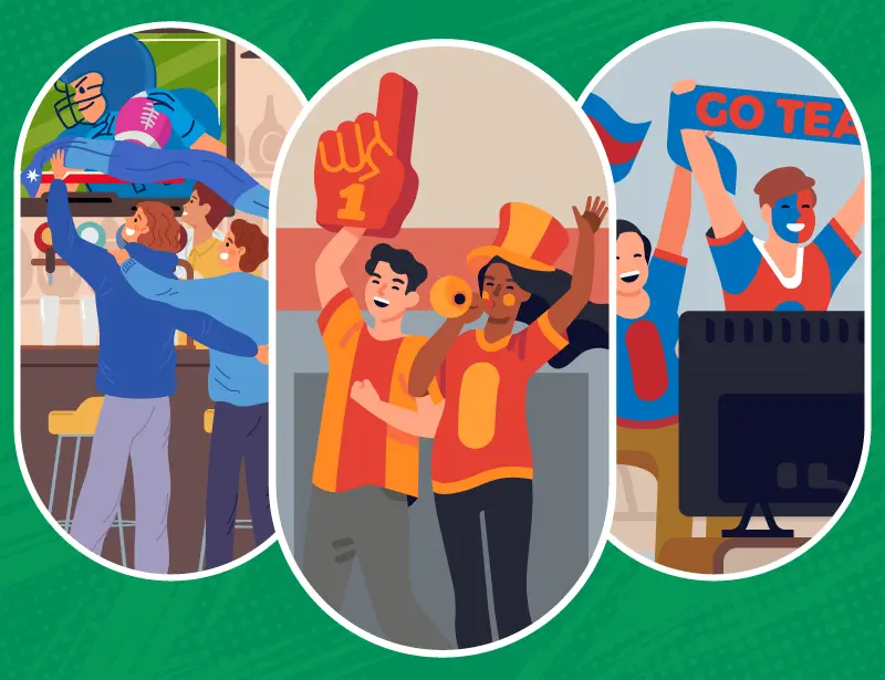 An illustration of sports fans 