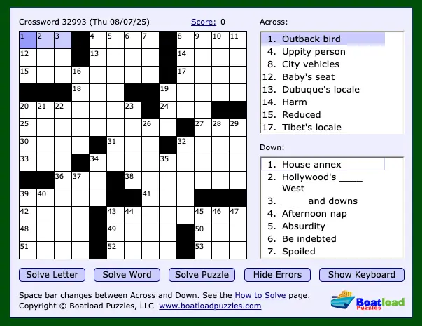 Solitaired Crossword Game Screenshot
