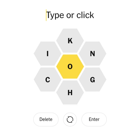Spelling Bee Game Screenshot from New York Times