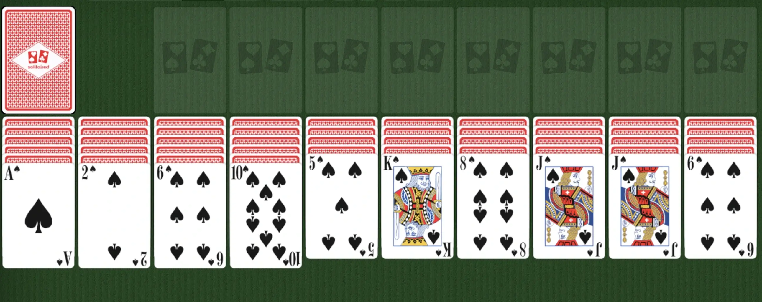Spider Solitaire Game Board